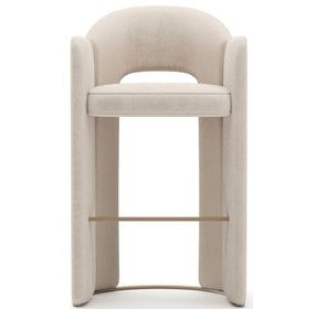 Overlap Ivory Upholstered Barstool