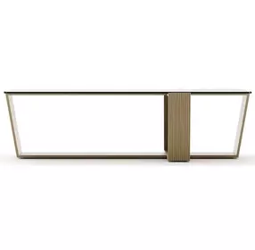 Counter Balance Brushed Gold and Smoked Bronze Glass Top Cocktail Table