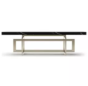 Wish You Were Here Black Marble and Whisper of Gold 60" Rectangular Cocktail Table
