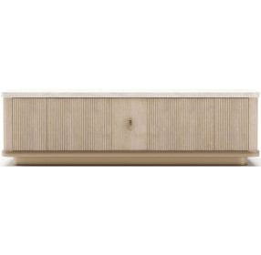 Rhythm Sun Drenched Oak and Neutal Metallic Rectangular Cocktail Table with Travertine Top
