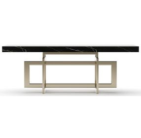 Wish You Were Here Black Marble and Whisper of Gold 48" Rectangular Cocktail Table