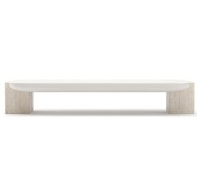Overlap Latte and Travertine Rectangular Cocktail Table