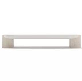 Overlap Latte and Travertine Rectangular Cocktail Table