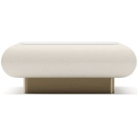 Seta Ivory Craze and Brushed Gold Square Glass Top Cocktail Table