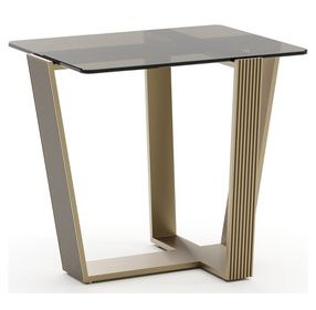 Counter Balance Brushed Gold and Smoked Bronze Glass Top Side Table