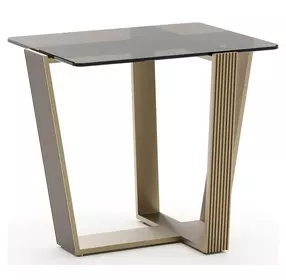 Counter Balance Brushed Gold and Smoked Bronze Glass Top Side Table