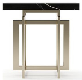 Wish You Were Here Black Marble and Whisper of Gold Square Side Table