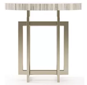 Wish You Were Here Sandstone and Whisper of Gold Round Side Table