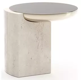 Overlap Travertine and Whisper of Gold Round Side Table