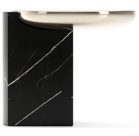 Overlap Nero Marquina and Whisper of Gold Round Side Table