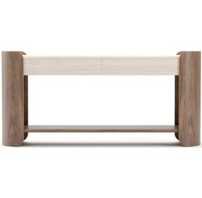 Fleur Porcini and Travertine 2 Drawer Console Table