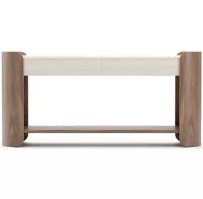 Fleur Porcini and Travertine 2 Drawer Console Table