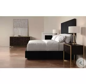 Meet U In The Middle Black Stain Ash Performance Fabric Upholstered Platform Bedroom Set
