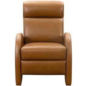 Clair Pretty G Yellow Brown Leather Push Thru The Arms Recliner