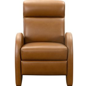 Clair Pretty G Yellow Brown Leather Push Thru The Arms Recliner