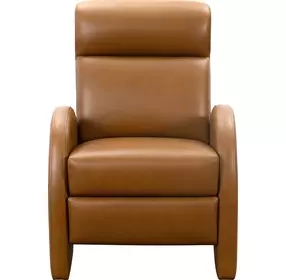 Clair Pretty G Yellow Brown Leather Push Thru The Arms Recliner