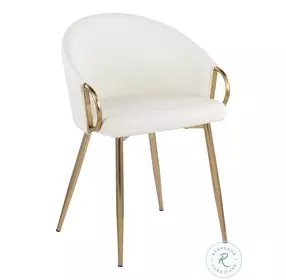 Claire White PU And Gold Metal Chair