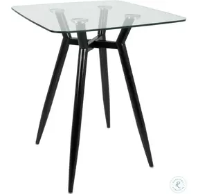 Clara Clear Glass Black Square Counter Height Table
