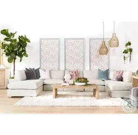 Clara Stone Basketweave Performance Fabric 5 Piece Sectional