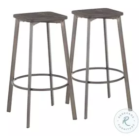 Clara Antique Metal And Espresso Bamboo Bar Stool Set Of 2