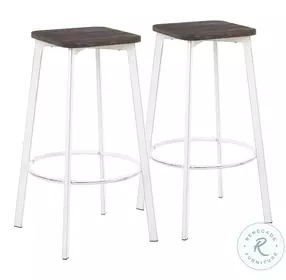 Clara Vintage White Metal And Espresso Bamboo Bar Stool Set Of 2