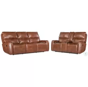 Tennyson Brown Leather Zero Gravity Power Reclining Living Room Set with Power Headrest And Lumbar