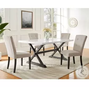 Landon White Marble And Dark Espresso Dining Room Set