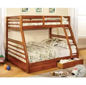 California Oak 2 Drawer Twin Over Full Bunk Bed