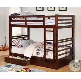 California Dark Walnut Twin Over Twin Bunk Bed