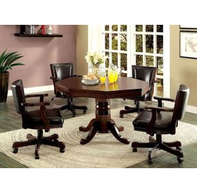 Rowan Cherry Octagonal Dining and Gaming Room Set with Cup Holder