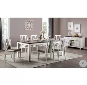 Halsey Weathered White And Dark Walnut Extendable Dining Room Set