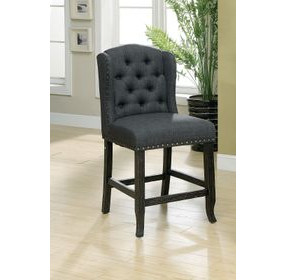 Sania Antique Black and Gray Upholstered Counter Height Chair Set of 2