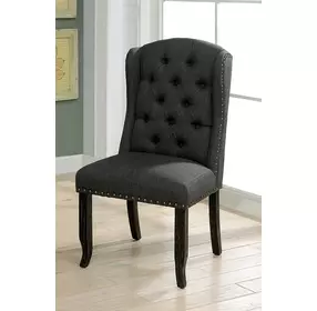 Sania Antique Black and Gray Upholstered Wingback Chair Set of 2