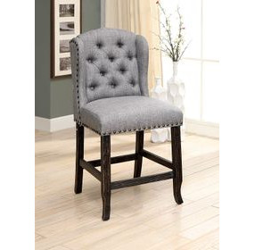 Sania Antique Black and Light Gray Upholstered Counter Height Chair Set of 2