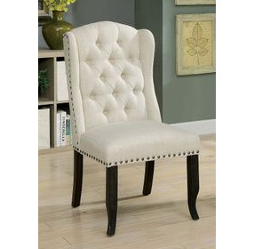 Sania Antique Black and Beige Upholstered Wingback Chair Set of 2