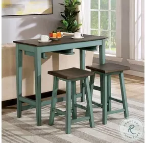 Elinor Antique Blue And Gray 3 Piece Bar Table Set