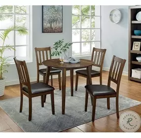 Blackwood Walnut And Dark Brown 5 Piece Round Dining Table Set