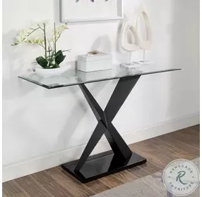 Xanthus Black Glass Top Sofa Table