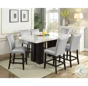 Camila White Marble And Ebony 70" Dining Room Set