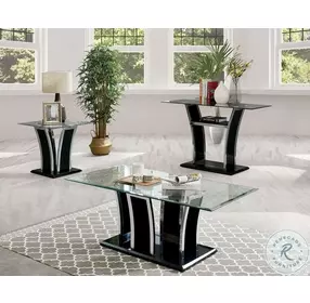 Staten Glossy Black And Chrome Occasional Table Set