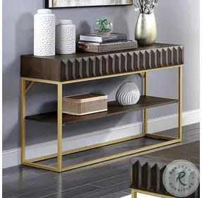 Augsburg Walnut And Gold Sofa Table