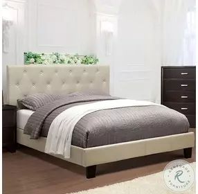 Leeroy Ivory King Upholstered Platform Bed