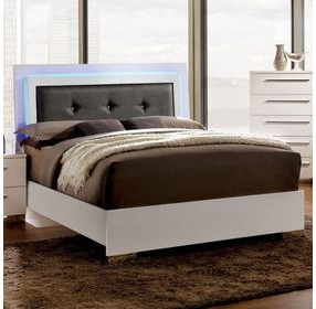 Clementine Glossy White Full Upholstered Panel Bed