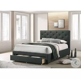 Sybella Dark Gray King Upholstered Storage Platform Bed
