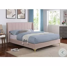 Pearl Light Pink Full Upholstered Panel Bed