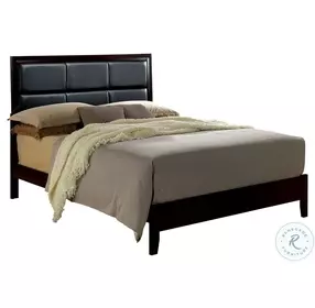 Janine Espresso California King Upholstered Panel Bed