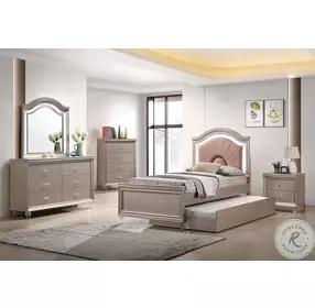 Allie Rose Gold Youth Upholstered Platform Bedroom Set