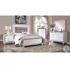 Brachium White Upholstered Panel Bedroom Set