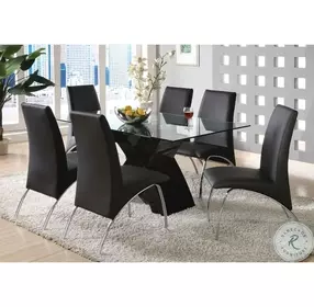 Wailoa Black Glass Top Dining Room Set