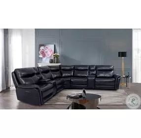 Braylee Dark Navy Leather 7 Piece Power Reclining Sectional